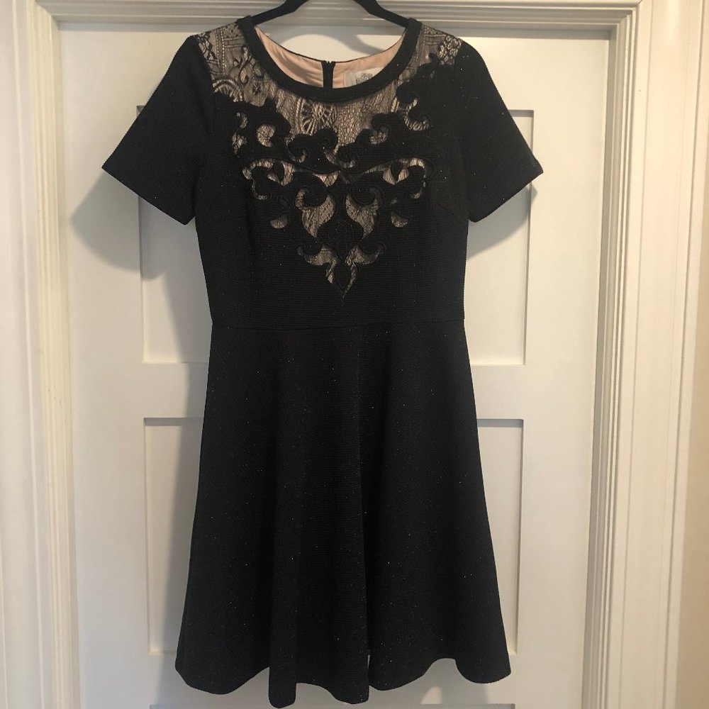 Badgley Mischka fancy black mid length dress, sz 8